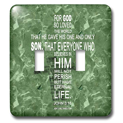 3dRose lsp_29089_2 John 3 16 bible verse in the form of a cross reflected on green granite print Toggle Switch, Multi-Color
