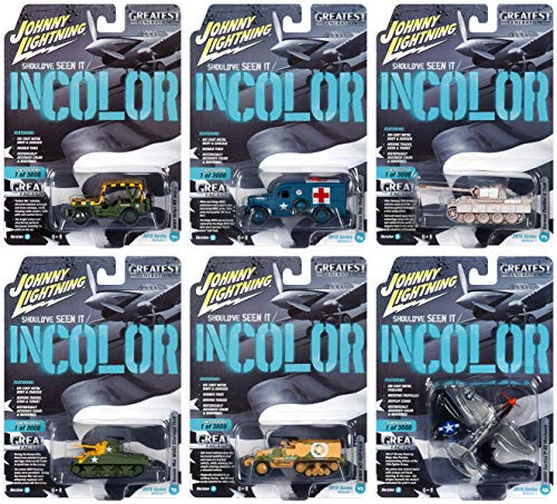 Johnny Lightning The Greatest Generation Should've Seen It in Color Set B - Die Cast War Vehicle 6-Pack - Collectible Replicas for Kids and Adults - Limited Edition