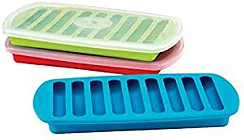 MSC International Joie Tray, LFGB-Approved Silicone, Makes 9 Water Bottle Ice Sticks, Assorted Colors