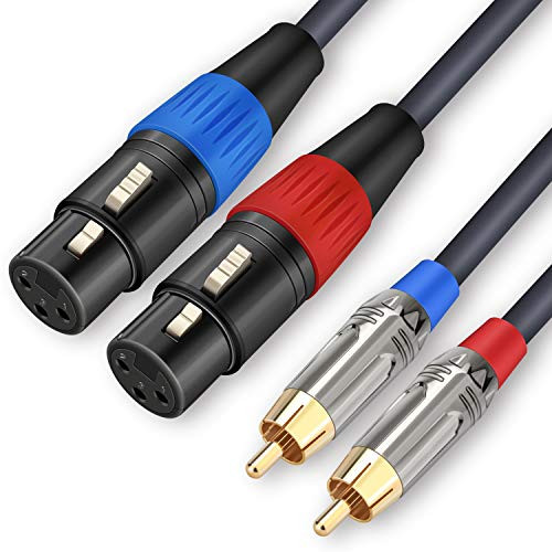 Dual XLR to RCA Cable, Dual XLR Female to Dual RCA Male Cable, 2 XLR Female to 2 RCA Male HiFi Audio Cable, 4N OFC Wire, for Amplifier Mixer Microphone, 10 Feet JOLGOO