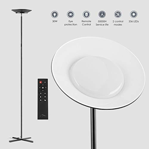 Floor Lamps, Joly Joy 30W LED Torchiere Super Bright Floor Lamp, Dimmable LED Floor Light with Remote Control and Touch Control, Standing Lamp with Stepless Dimmer for Living Room, Office and Bedroom