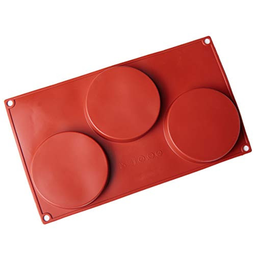 Silicone Cake Mold, 3 Holes Disc Baking Mold Bakeware Non-stick Silicone Cake Pan