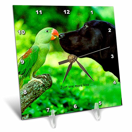 3dRose LLC Just One More Kiss Desk Clock, 6 by 6-Inch
