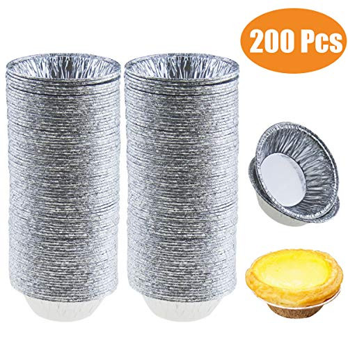 Jyongmer 200 Pieces 2.76 Inch Round Pie Tart Small Tin Foil Pans Disposable Aluminum Mini Pie Pans for Baking, Cooking Supplies