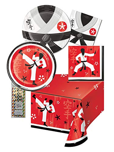 Creative Converting Karate Birthday Party Bundle, 16 Guests