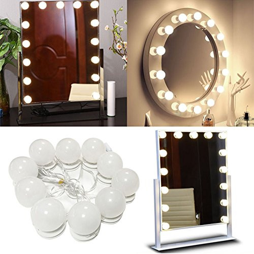 Getseason Vanity Mirror Lights, Hollywood Style LED Makeup Mirror Lights with 10 Dimmable Bulbs, Vanity Mirror Makeup Lights, LED Dimmable Light Bulbs for Bathroom Vanity Lighting/Dressing Cosmetic