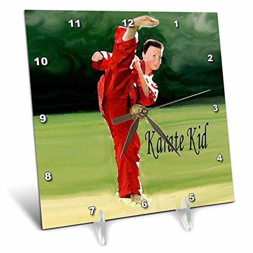 3dRose LLC Karate Kid 6 by 6-Inch Desk Clock