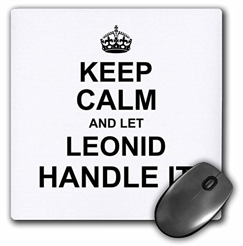 3dRose Mouse Pad Keep Calm and Let Leonid Handle it - Funny Personal Name, 8 x 8" (mp_233319_1)
