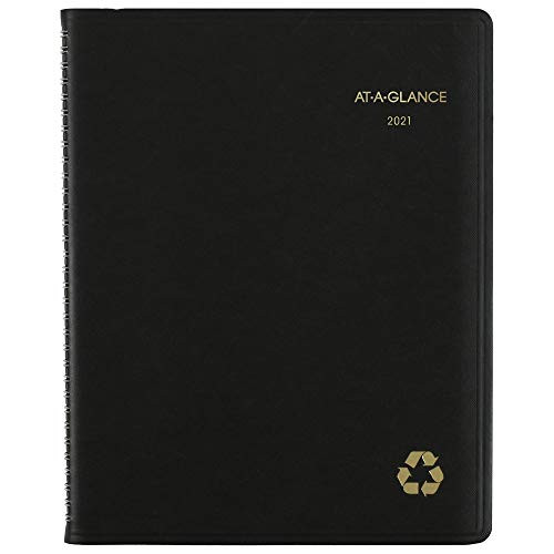 2021 Weekly & Monthly Appointment Book & Planner by AT-A-GLANCE, 8-1/4" x 11", Large, Recycled, Black (70950G0521)