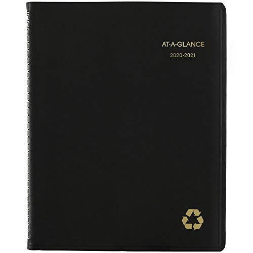 Academic Planner 2020-2021, AT-A-GLANCE Weekly & Monthly Appointment Book, 8-1/4" x 11", Large, Recycled, Black (70957G05)
