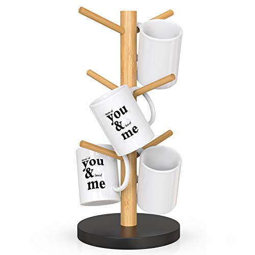Coffee Mug Tree, Bamboo Coffee Mug Rack Cup Holders for Counter with 6 Hooks Coffee Mug Tree, Bamboo Coffee Mug Rack Cup Holders for Counter with 6 Hooks