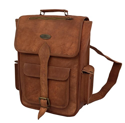 Travel Laptop Backpack, Extra Large Brown Vintage Leather Backpack Laptop Messenger Bag Rucksack Sling for Men & Women