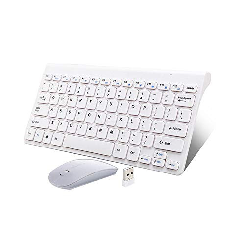 Wireless Keyboard Mouse, Hosmide 2.4GHz Wireless Keyboard and Mouse Combo for Desktop, Laptop, Computer, PC, Windows OS - White