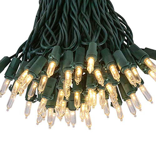 Kicko Christmas Light - 100 Count Clear Incandescent Light on Green Wire for Christmas Tree, Indoor and Outdoor Party or Holiday Decors - UL Listed