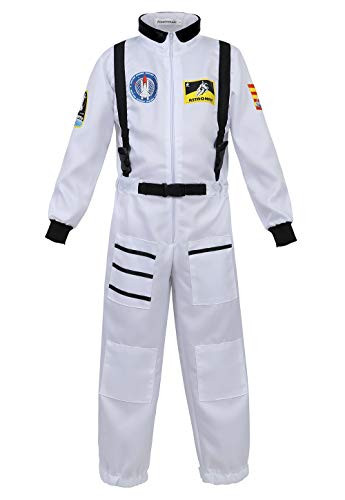 Haorugut Astronaut Costume for Kids Space Suit Role Play Dress up Costume White M