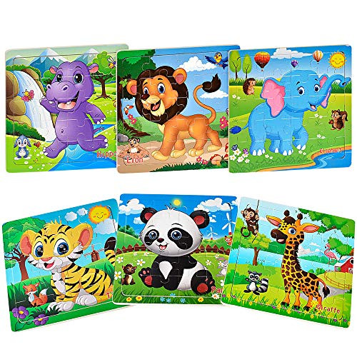 Puzzles for Kids Ages 3-5 Toddler Puzzles Set 20 Piece Wooden Jigsaw Puzzles for Toddler Children Learning Educational Toddler Puzzle Toys for Boys and Girls (6 Puzzles)