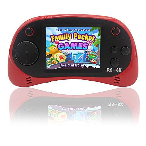 Kids Portable Handheld Game Console - RS-8X [Upgrade] 16 Bit HD Game Player Built-in 42 Games with 2.5 Inch LCD Screen Handheld Rechargeable Gaming System Best Gifts for Children & Family (Red)