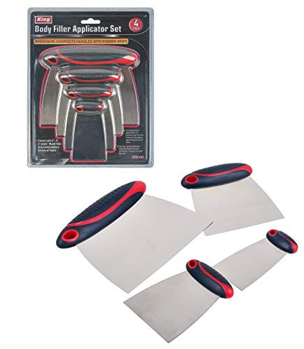 KING Automotive Body Filler Spreader, 2" Spreader, 3" Spreader, 4" Spreader, and 6" Spreader (4-PC Set)