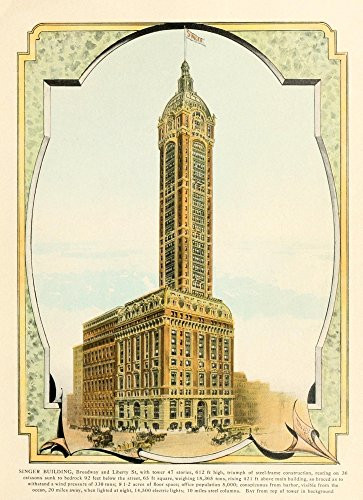 Posterazzi King's Color-graphs of New York City 1910 The Singer Building Poster Print by Unknown, (18 x 24)