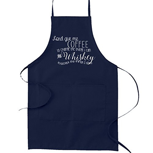 Decal Serpent Serenity Prayer Coffee Whiskey Funny Parody Cooking Baking Kitchen Apron - Navy Blue
