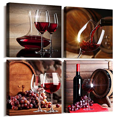 Kitchen Wall Art for dining room Wall Decor Still life wine Fruit goblet Canvas Prints Artwork Wine barrel bar watercolor painting family wall decorations restaurant bedroom Decor 4 piece set Kitchen Wall Art for dining room Wall Decor Still life wine Fruit goblet Canvas Prints Artwork Wine barrel bar watercolor painting family wall decorations restaurant bedroom Decor 4 piece set
