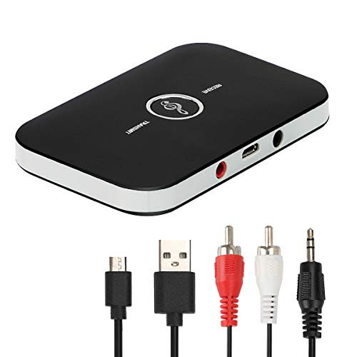 Bluetooth 5.0 Transmitter Receiver, KKUYI 2-in-1 Wireless 3.5mm Adapter, Low Latency Bluetooth Audio Adapter for TV, Car, iPod, Home Stereo System