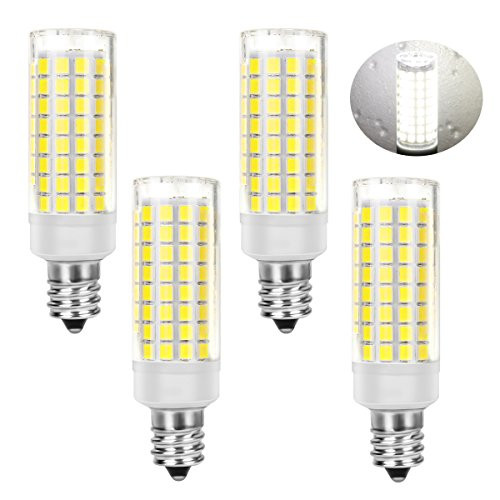 E12 led light bulb 75W 85W halogen bulbs equivalent, 840lm, e12 candelabra base 110V 120V 130V input led bulbs replacement, Daylight white 6000K pack of 4 (Daylight White 6000K)