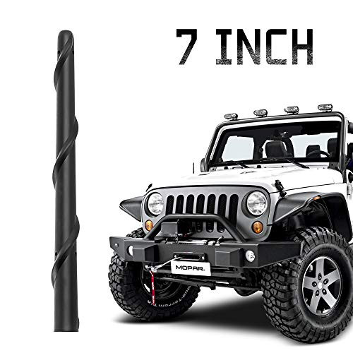 KSaAuto 7" Spiral Stubby Antenna Fits for Jeep Wrangler JK JKU JL JLU Rubicon Sahara Gladiator 2007-2020 | Flexible Rubber Car Wash-Proof Antenna Replacement | Designed for Optimized Radio Reception