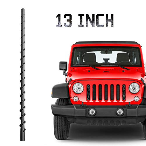 KSaAuto 13" Short Spiral Antenna Compatible with Jeep Wrangler JK JKU JL JLU Rubicon Sahara Gladiator 2007-2020 | Flexible Rubber Antenna Replacement | Designed for Optimized Car Radio Reception