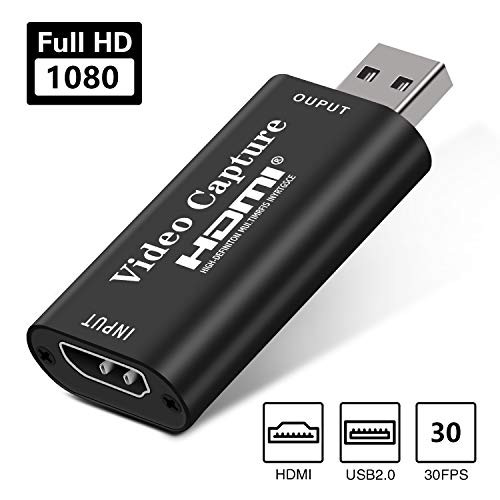 kungfuren Video Capture Card, 1080P HDMI Capture Card - HDMI to USB 2.0 Video Capture Device for Live Streaming, Broadcasting, Gaming Record, Video Conference