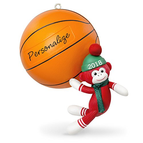 Hallmark Keepsake Personalized Christmas Ornament 2018 Year Dated, Basketball Star Sock Monkey Hallmark Keepsake Personalized Christmas Ornament 2018 Year Dated, Basketball Star Sock Monkey