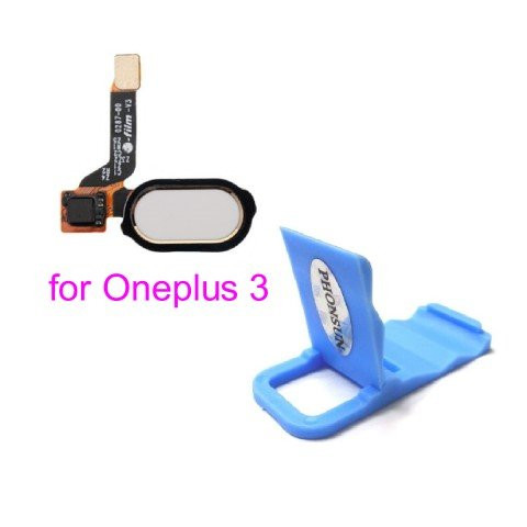 Home Button Fingerprint ID Sensor Flex Cable for Oneplus 3 three 1+3 A3000 A3003 + PHONSUN Portable Cellphone Holder (White)