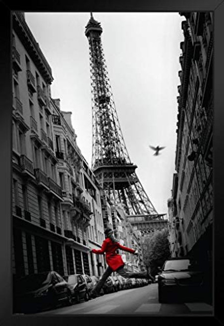 Pyramid America La Veste Rouge Eiffel Tower Paris France European Travel Black White Photograph Black Wood Framed Art Poster 14x20 Pyramid America La Veste Rouge Eiffel Tower Paris France European Travel Black White Photograph Black Wood Framed Art Poster 14x20