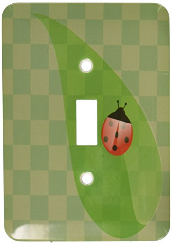 3dRose lsp_57227_1 Ladybug Green Checkered Print-Animal Children's Art Single Toggle Switch