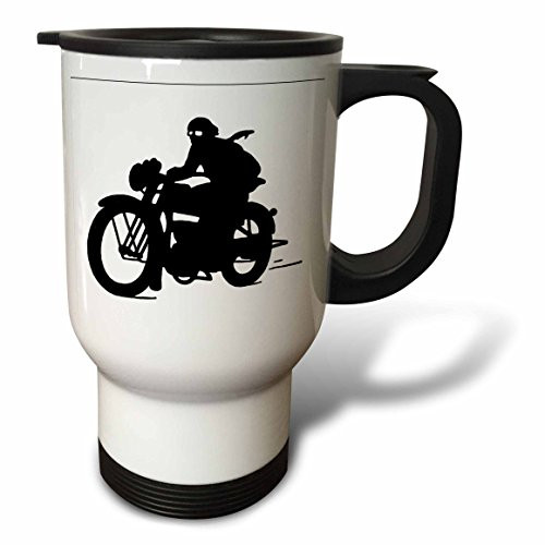 3dRose Large Red Heart on Music Notes Travel Mug, 14-Ounce