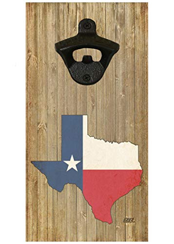 Texas State Flag Wall Mounted Wood Beer Bottle Opener Makes a Great Gift Texan TX