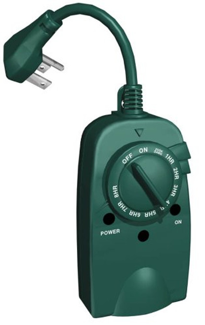 Westinghouse 28451 Outdoor Photocell Timer with Single Grounded Outlet and 6-Inch Cord, Green