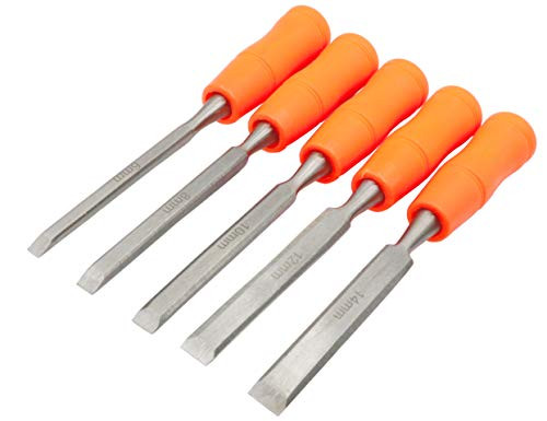 LBY 5 Sizes Wood Chisel Set, 6/8/10/12/14mm(.24''/.31''/.39''/.47'') Woodworking Chisel Carving Chisel Assortment Kit
