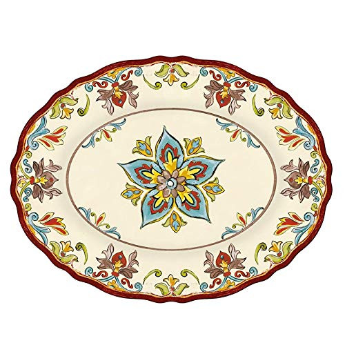 Le Cadeaux Autumn Blossom Oval Platter 16"