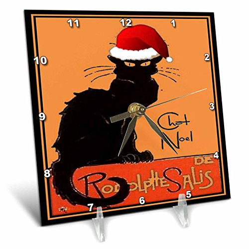 3dRose dc_47077_1 Le Chat Noel Advertising, Art Nouveau, Black Cat, Cat, Cats, Chat Noir, Le Chat Desk Clock, 6 by 6-Inch 3dRose dc_47077_1 Le Chat Noel Advertising, Art Nouveau, Black Cat, Cat, Cats, Chat Noir, Le Chat Desk Clock, 6 by 6-Inch