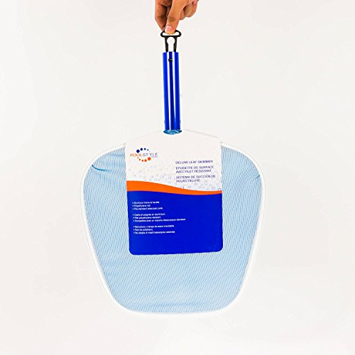 Pool Pals PS087 Leaf Skimmer with Net Aluminum White Frame with Blue Handle