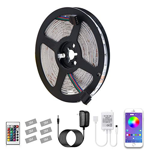 LED Strip Lights, KIKO Smart Color Changing Rope Lights 16.4ft/5M SMD 5050 RGB Light Strips with Bluetooth Controller Sync to Music Apply for TV LED Strip Lights, KIKO Smart Color Changing Rope Lights 16.4ft/5M SMD 5050 RGB Light Strips with Bluetooth Controller Sync to Music Apply for TV