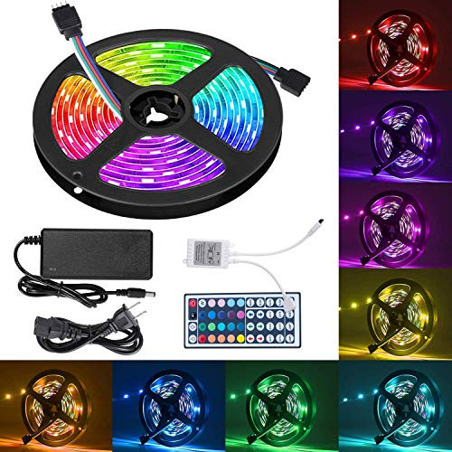 LED Strip Lights, 16.4ft RGB LED Light Strip 5050 LED Tape Lights, Color Changing LED Light Strips with Remote for Home Lighting Kitchen Bed Flexible Strip Lights for Bar Home Decoration