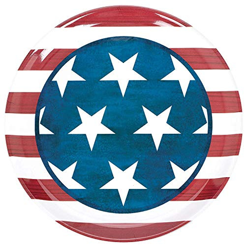 Amscan Patriotic Round Plastic Platter, 13 1/2", Multi Color