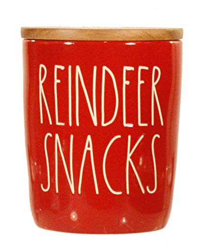 Rae Dunn Red Reindeer Snacks Cellar LL Large Letter Kitchen Christmas Canister