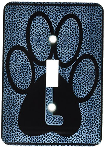 3dRose lsp_25919_1 Letter L Blue Cheetah Print Cat Paw Toggle Switch, Multi-Color