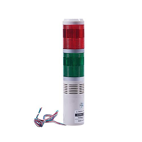 Othmro Industrial Signal Light Column LED Alarm Round Tower Light Indicator Continuous Light Warning Light Red Green DC 24V