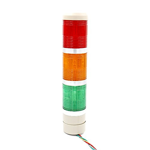 Baomain Industrial Signal Light Column LED Alarm Round Tower Light Indicator Continuous Light Warning Light Red Green Yellow AC 110V