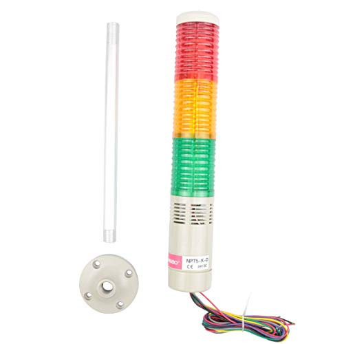 Nxtop Industrial Signal Light Column LED Alarm Round Tower Light Indicator Warning Light Red Green Yellow DC 24V (Steady ON OR Steady Flash))