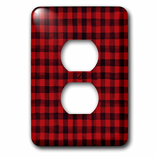 3D Rose LSP_253002_6 Red and Black Plaid Checks Pattern 2 Plug Outlet Cover